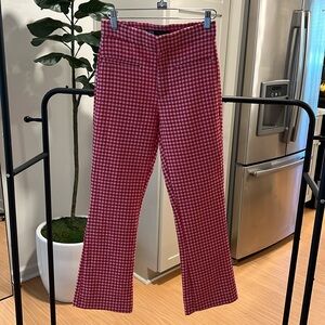 Zara red seersucker cropped pants